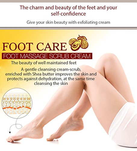 BIOAQUA Foot Care Herbal Massage Scrub-Exfoliating Cream Cleansing Delicate Feet Skin Shea Oil Natural Extracts 180g / 6.35oz