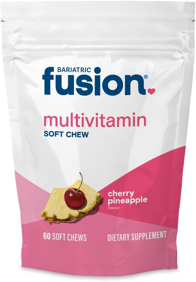 Bariatric Fusion Bariatric Multivitamin Chewable Soft Chew | Cherry Pineapple Flavor | Chewy Bariatric Vitamins for Post Bariatric Surgery Patients | 60 Count | 1 Month Supply
