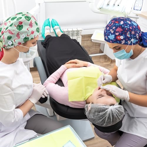 6 Pcs Scrub Caps for Women Doctor Nursing Hats with Buttons Adjustable Tie Back Working Cap Bouffant Scrub Hats for Women Men