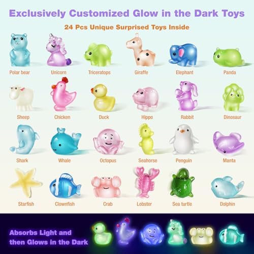 Bath Bombs for Kids with Toys Inside - 24 Pack Kids Bath Bombs with Glow in The Dark Bath Surprise Toys Inside, Natural Organic Bubble Bath Fizzy for Girls Boys, Birthday Gifts for Kid