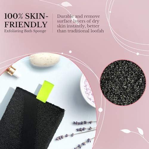 MIG4U Exfoliating Body Scrubber Sponge Exfoliate Dead Skin Bath Sponge for Shower, Luxury Foaming Skin Scrubber for Women Men, 3 Pack Classical