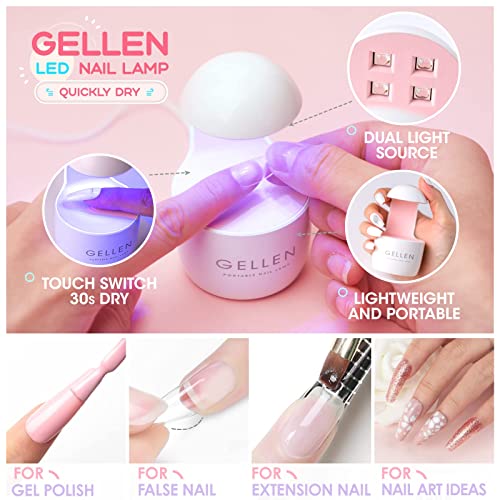 Gellen Gel Tips Nail Extension Kit, Gel Nail Kit with 240Pcs Almond Tips, 3 in 1 UV Glue for Nail Tips, Prep Dehydrator and Primer, U V LED Cure Lamp, Decorations for DIY Manicure Set