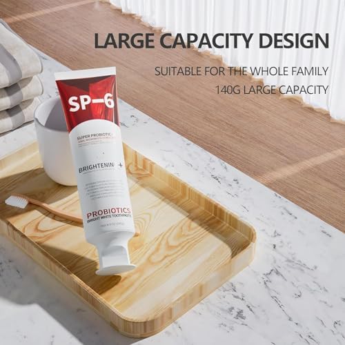 SP-6 Probiotic Whitening Toothpaste - Enhanced Formula with 6 Probiotics for Teeth Whitening and Gum Health - Enamel-Safe, Fluoride-Free, Fresh Mint Flavor, 4.9Oz (2)