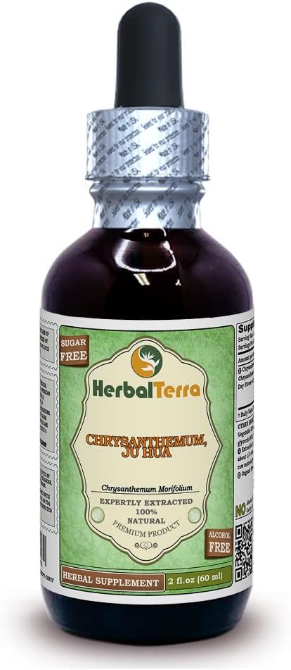 Chrysanthemum (Chrysanthemum x Morifolium) Glycerite, Organic Dried Flowers Alcohol-Free Liquid Extract 2 oz
