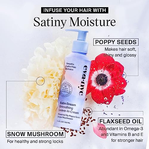 Eva NYC Satin Dream Smoothing Leave-In Cream for Thick Hair, Daily Softening Conditioner, GMO-Free Anti-Frizz, 5.4 fl oz