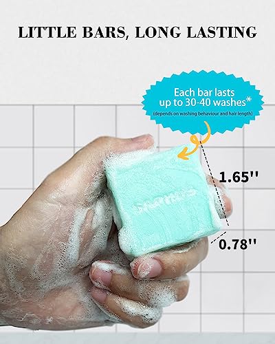 6Pcs Sulfate-Free Shampoo Bars for Dandruff & Oily Hair Control - Natural Solid Shampoo Soap Set (8.46oz Travel Size) - Vegan, Cruelty-Free Hair Care for Women & Men - Blue