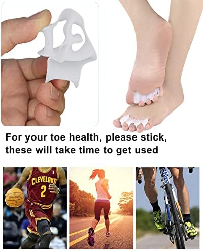 2Pairs Toe Separators Toe Spacers for Women Men to Correct Bunion, Relieve Feet Pain, Foot Alignment, Toe Straighteners for Hammertoes, Plantar Fasciitis (M, Women Shoe Size 9-12.5, Men: 7-11)