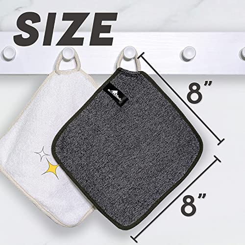 myHomeBody Dual-Textured Exfoliating Washcloth with Soft and Scrubbing Side, Body Exfoliation Scrubber for Bath, Shower, Durable 3 Layer Construction, Gray, Set of 3