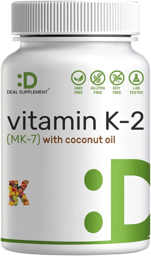 Vitamin K2 MK-7, Infused with Virgin Coconut Oil Softgels | Premium Menaquinone-7 Form, Easily Absorbed Vitamin K Supplement – Bone, Joint, & Immune Support – Non-GMO