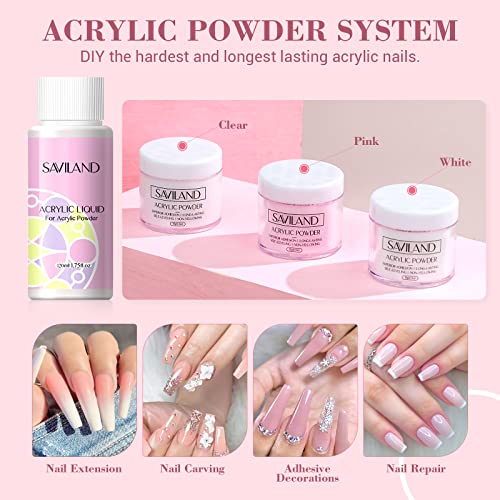SAVILAND Essentials Acrylic Nail Kit with Everything: Professional Nail Kit Set with Nail Drill U V Nail Lamp Gel Polish Nails Tips for Salon Manicures at Home