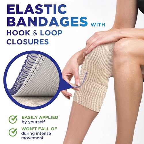 Premium Elastic Bandage Wrap – (2pk) – 4” Self-Closing Reusable Compression Bandage Wrap for Legs and Arms - Foot, Elbow, Knee Wrap