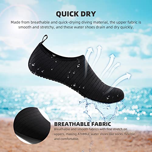 ATHMILE Water Shoes Women Men Barefoot Aqua Socks Quick-Dry for Beach Swim Pool Yoga Camping Cruise Surf Sport
