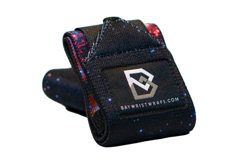 Bay Wrist Wraps Weightlifting Workout Wrist Brace - Adjustable, One Size Fits All - Comfort Wrist Wraps for Weightlifting with Thumb Loop, Lifting Wrist Straps in Galaxy - 18-inch Wrist Wrap