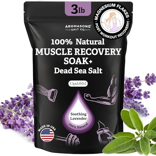 Aromasong Muscle Recovery Bath Soak for Muscle | Sore Muscle Soak with Dead Sea Salt, OptiMSM, Magnesium Flakes & Essential Oils | 3 Lb. - Made in USA.