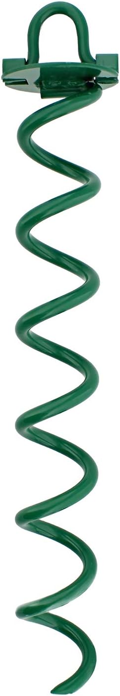 7Penn Ground Anchors Screw in 4 Pack - 16 Inch Green Spiral Dog Leash Ground Anchor Tie Down - Heavy Duty RV Canopy Stakes for High Wind Camping Tents with 475 lbs Pull Force
