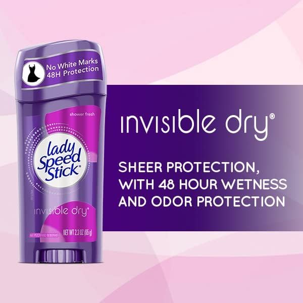 Lady Speed Stick Invisible Dry Antiperspirant Deodorant, Shower Fresh, 2.3oz Twin Pack