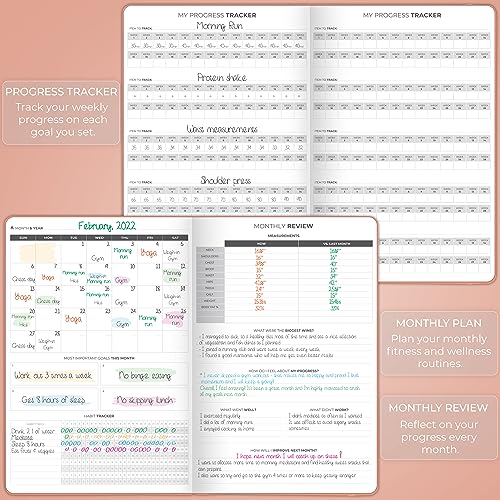 Clever Fox Fitness Journal PRO – Daily Workout Planner with Meal Planner & Habit Tracker – Gym Exercise Log Book for Women & Men – Fitness Planner Notebook – Lasts 6 Months, 7x10” - Light Pink