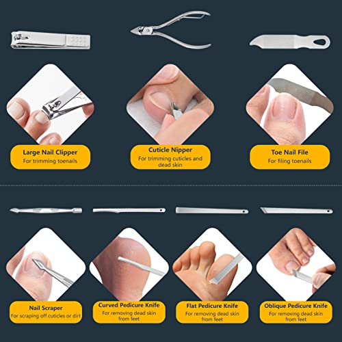 Manicure Set - Cuticle Remover Cream, 19Pcs Nail Clipper Pedicure Kit, Professional Grooming Kit with Black Luxurious Travel Case, Stainless Steel Nail Kit for Men Women, Gifts for Women