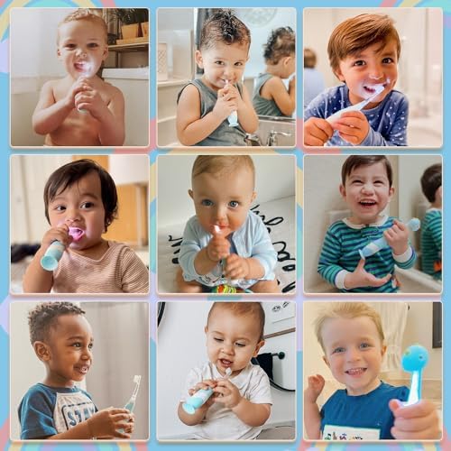 Papablic Toddler Sonic Electric Kids Toothbrush for Ages 1-3 Years, Baby Electric Toothbrush with Cute Penguin Cover and Smart LED Timer, 2 Brush Heads (Pippin)