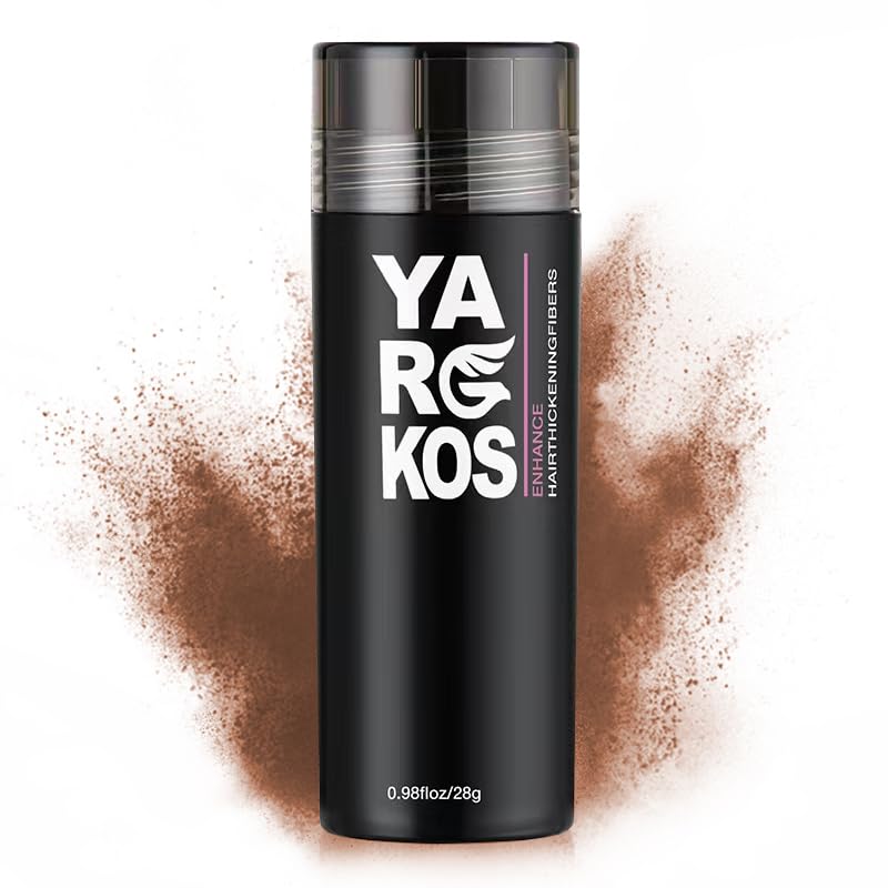Yargkos Hair Fibers for Thinning Hair or Fill In Fine, Hair Building Fibers (28g) for Women & Men, Hair Powder for Instantly Thicker, Fuller Looking - LIGHT BROWN