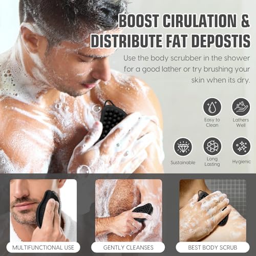 Silicone Loofah -2pc Exfoliating Body Scrubber, Soft Dual-Sided Silicone loofa for Body Clean and Massage, Gentle Bath Brush Lathers Well for All Kinds of Skin