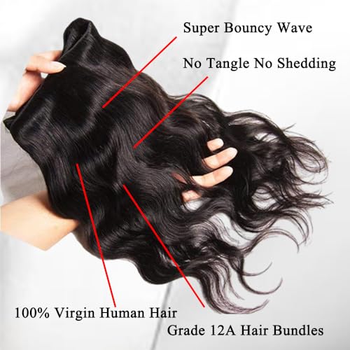 Body Wave Bundles Human Hair 18 20 22 24Inch 12A Brazilian Quick Weave Double Weft Natural Black for Women Hair Extensions