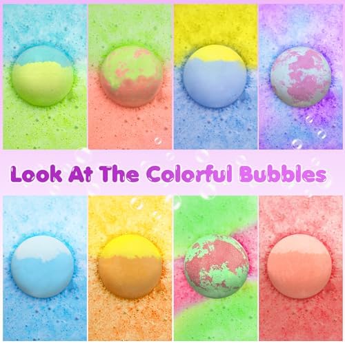 Bath Bombs for Kids with Surprise Toys Inside, 8 Pcs 3.5 Oz Light Up Bath Bombs Gift Set with Essential Oils, Handmade Spa Moisturizing Bath Bombs for Women Relaxing, Birthday, Party, Christmas