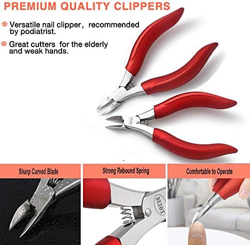BEZOX Ingrown Nail Clippers - Precision Thick Toenail Clipper for Ingrown and Curly Nails, Comfort Grip Fingernail Clipper, Ergonomic Handle Toenail Scissors for Seniors