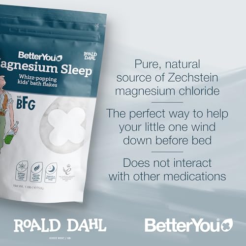 BetterYou Magnesium Sleep Kid’s Bath Flakes - Bath Salts with Popping Candy - Bath Soak with Natural Magnesium - Relaxing Lavender for Sleep - 1.6 lb