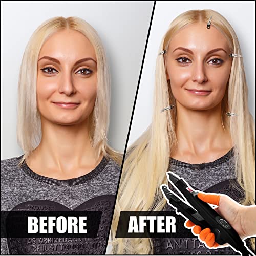 Hair Extensions Iron Fusion Keratin Heat Tool Heat Connector Wand with Fusion Glue Protector Template Hair Clip Finger Protector 2 Bag Keratin Glue Granule Bead(Black)