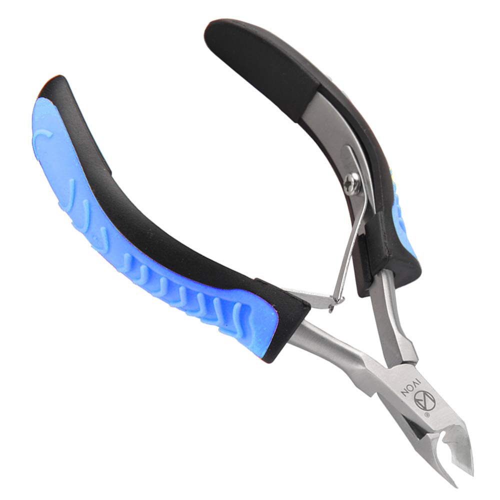 Ivon Cuticle Trimmer, Professional Non-Slip Cuticle Cutter Stainless Steel Nipper Blue