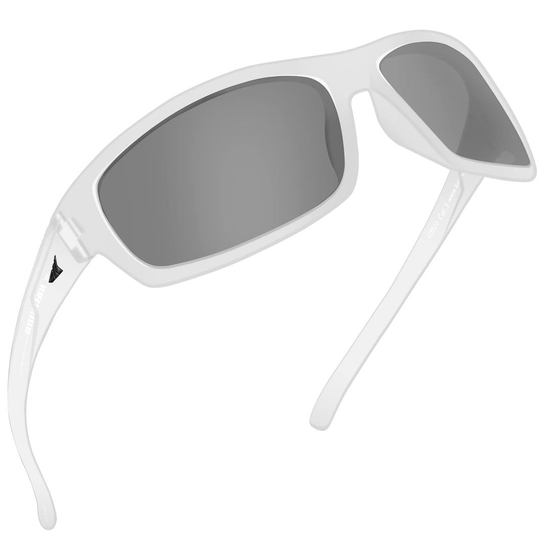 KastKing Kateel Polarized Sport Sunglasses for Men and Women, Matte Crystal Frame, Smoke Lens