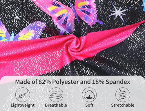 Domusgo Leotard for Girls Gymnastics Size 5-6 Years Old Black Pink Butterfly Tumbling Biketard
