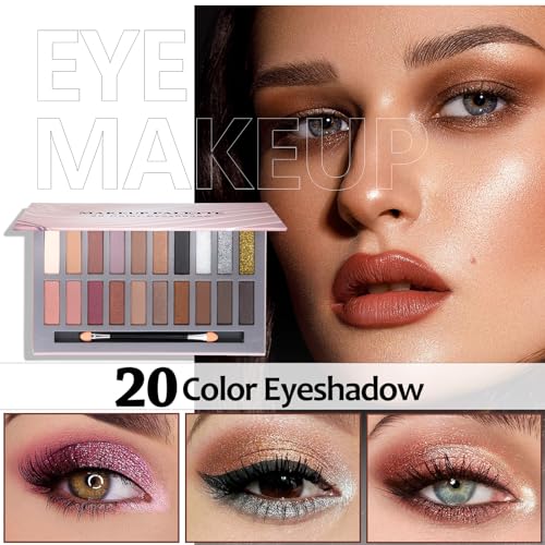 Makeup Kit for Teens for Women Full Kit Includes 20 Colors Eyeshadow Palette Foundation & Face Primer Makeup Sponge Eyebrow Soap Winged Eyeliner Stamp Gift Set