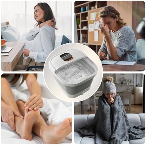 Collapsible Foot Spa with Heat, Touchscreen, Foldable Foot Bath Massager with Temperature Control, Foot Massage Rollers, Pedicure Spa for Home, Office, Relaxation, Gift for Men & Women