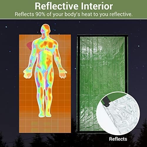 2-Person Emergency Sleeping Bag, Ultra Lightweight Waterproof Thermal Bivy Sack Cover, XL Emergency Shelter Survival Kit for Hiking Outdoor Camping …