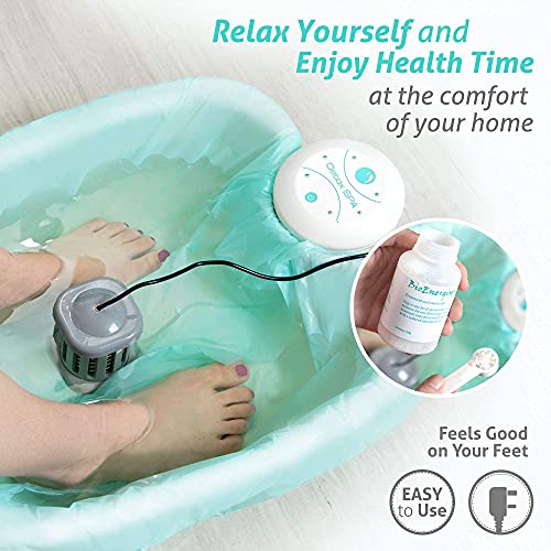 BioEnergizer Foot Spa Pro | Foot Bath Basin Machine for Cramped Muscles, Aching Feet, Stimulates Blood Flow, & Hydrates Skin | Comes w/Sea Salt & 30 Basin Liners (Foot Spa Pro)