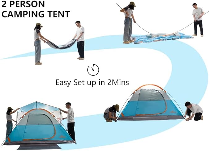 2-12 Person Tents for Camping Waterproof, Backpack Double Layer Tents, Perfect Picnics, Fishing and Backyard Camping