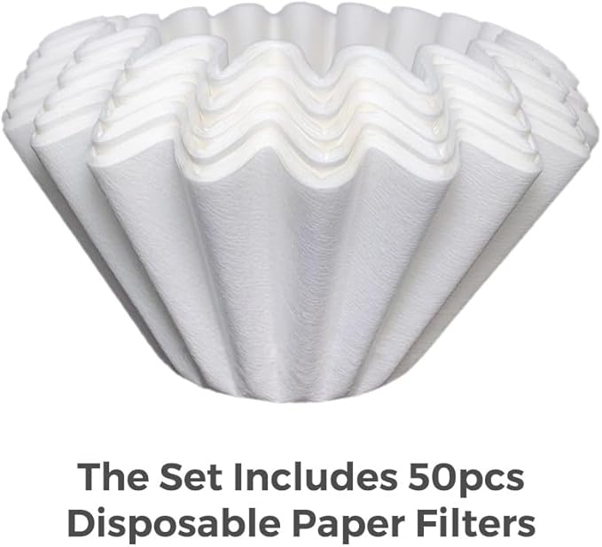 AGOGO Camping Pour Over Coffeemaker Set with Paper Filter Stainless Steel (Cream, 600ml)