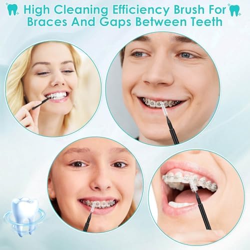 Lezmarket 300PCS Interdental Brushes for Braces, Soft and Bendable Dental Brush for Orthodontic Braces, Braces Cleaner Brush Tooth Pick Teeth Flossers Brushes for Teeth (Black)