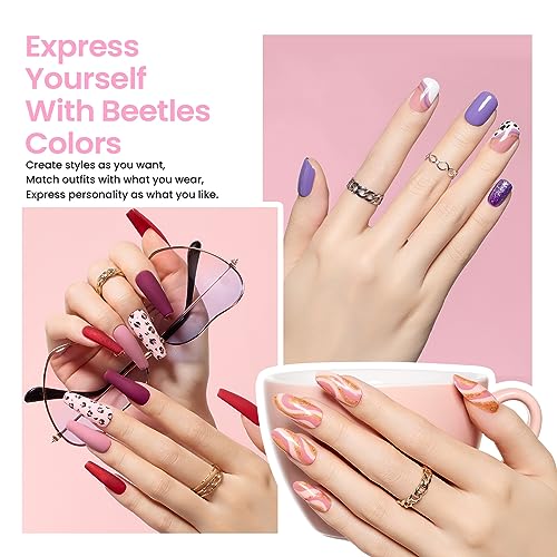 beetles Gel Polish Beetles Gel Nail Polish Kit with Uv light 52 Pcs Gel Starter 32 Colors Pink Red Nude Grey Glitter Brown Gel Polish Set Soak Off Base Top Coat Builder Gel Art Manicure for Women
