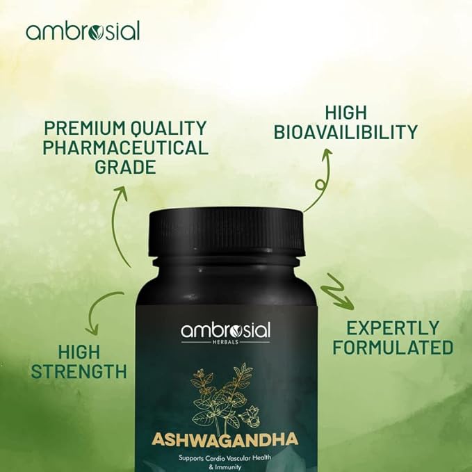 AMBROSIAL Ashwagandha 500mg (Pack of 1-60 Capsules)