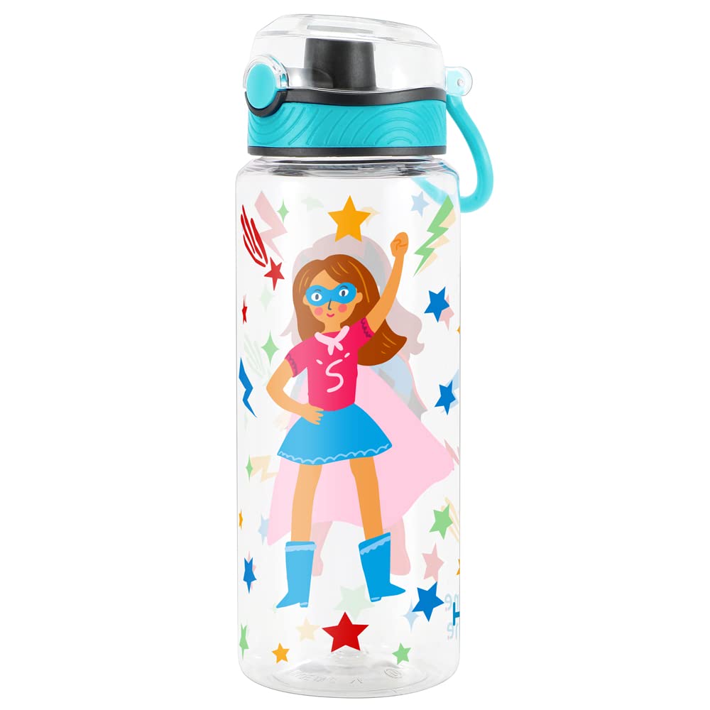 Cute Water Bottle for School Kids Girls, BPA FREE Tritan & Leak Proof & Easy Clean & Carry Handle, 23oz/ 680ml (S-girls)