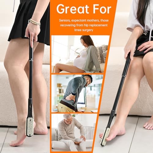 Toe Gap Cleaning Brush, 18.82"-25.98" Telescopic Toe Cleaning Brush Long Handle, Toe Scrubber for Deep Cleaning and Exfoliating for Women and Men, Elderly