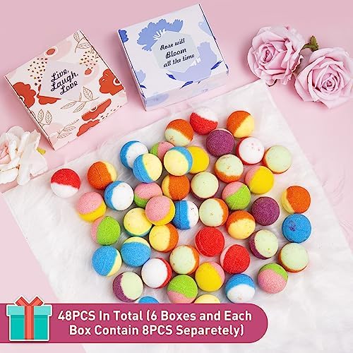 48 Natural & Organic Bath Bombs for Women and Kids, Rich in Essential Oils, Relaxation and Stress Relief, BathBombs Gift Set for Mothers Day, Christmas, Valentines Day & Birthday