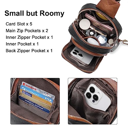 CLUCI Sling Bag for Women, Crossbody Bags for Women, Cross Body Bag for Woman, Large Sling Backpack, Crossbody Bag Men for Travel Hiking Black with Brown