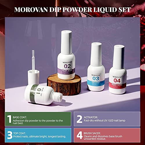 Morovan Dip Powder Nail Kit: Starter Kit 54pcs Nails Dipping Powder Set 18 Colors with Electric Nail Drill