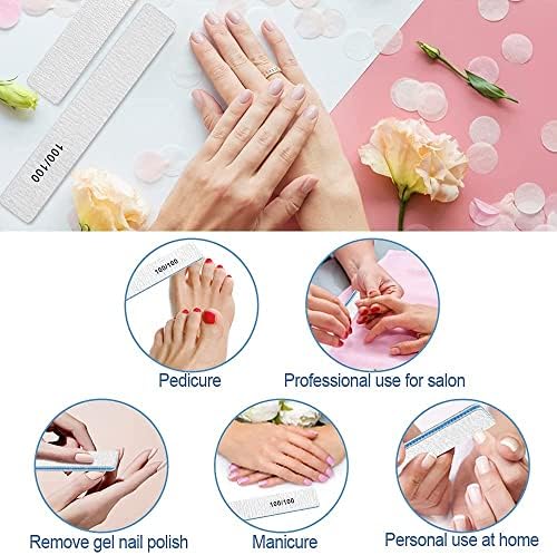 50 PCS Nail File Professional, 100/100 Grit Nail Files Reusable for Acrylic Nail, Double Sided Nail File for Fake Nail, Suitable for Nail Tech or Pet