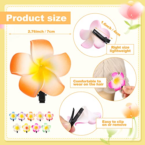 WILLBOND 36 Pieces Plumeria Flower Hair Clips Hawaiian Foam Flower Frangipani Artificial Clips for Bridal Wedding Luau Beach Tropical Vacation Party Hair Decorations(7 cm/ 2.8 inch)