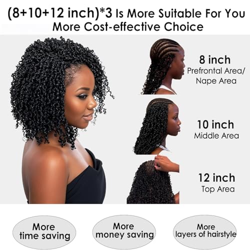 Yanky Twist Crochet Hair - (8+10+12inch)*3,Total 9 packs,Natural Black,Pre-Looped Yankee Twist Mini Passion Twist,Pre-Twisted Micro Spring Twist,Boho Senegalese Twist Crochet Hair with Curly Ends(1B#)
